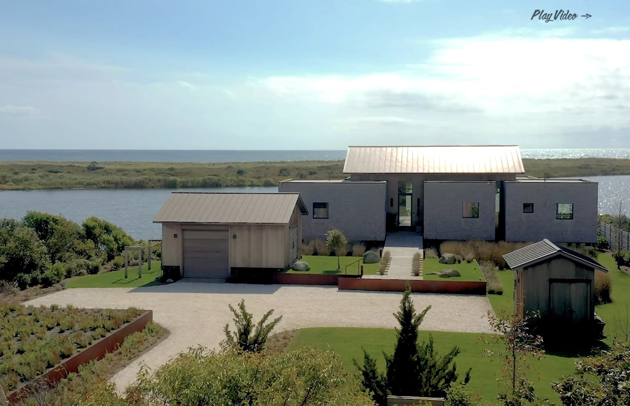 Modern oceanfront home by Hutker Architects on Edgartown Great Pond